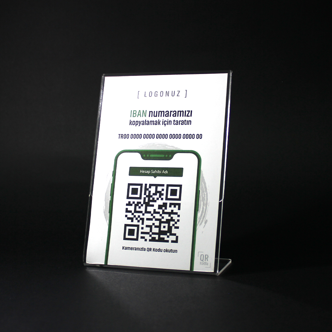 IBAN QR Stand Dikey L Tipi